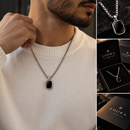 💎 LOORA MEN™ | قلادة رجالية سوداء بتصميم فاخر وأنيق ✨🖤
