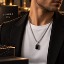 💎 LOORA MEN™ | قلادة رجالية سوداء بتصميم فاخر وأنيق ✨🖤